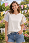Camiseta Romántica Spring Lace Mangas Encaje - Mujer Primavera