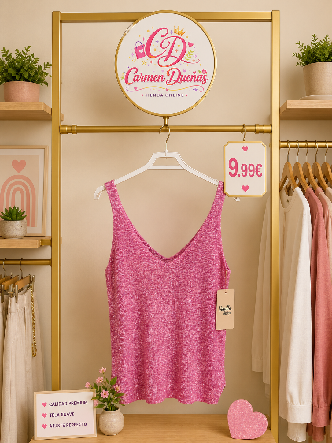 💖 Top brillo rosa frambuesa 💖