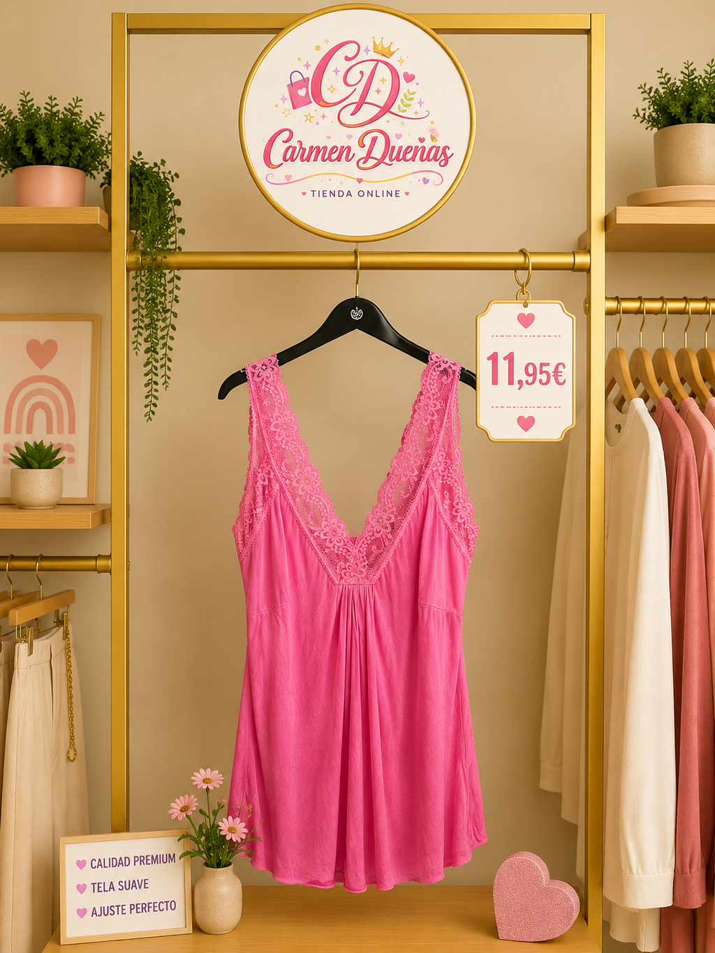 💖✨ Lencero Rosa Encaje ✨💖