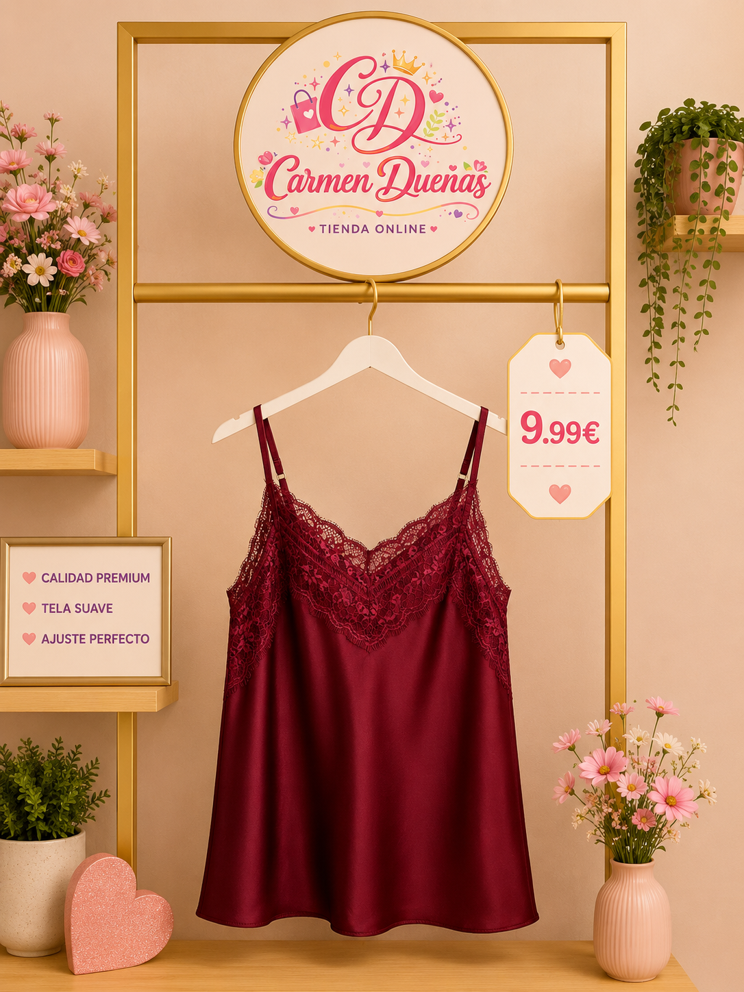 ❤️✨ Lencero Burdeos Elegancia & Encaje ✨❤️