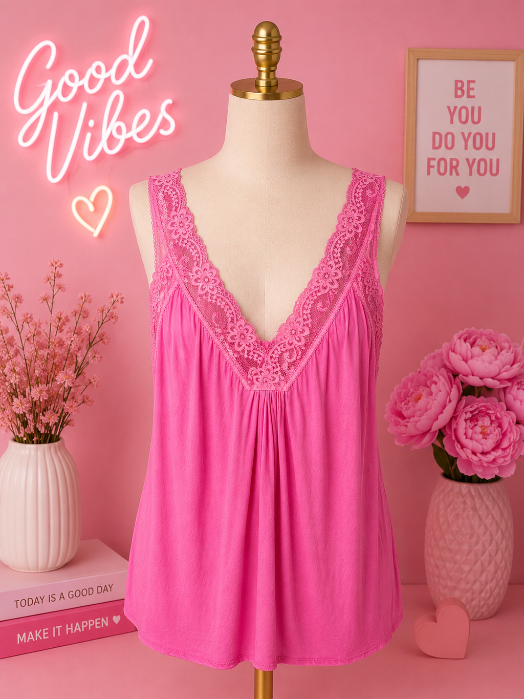 💖✨ Lencero Rosa Encaje ✨💖