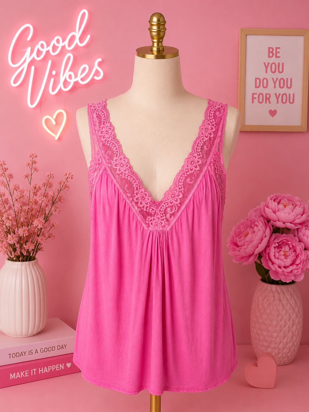 💖✨ Lencero Rosa Encaje ✨💖