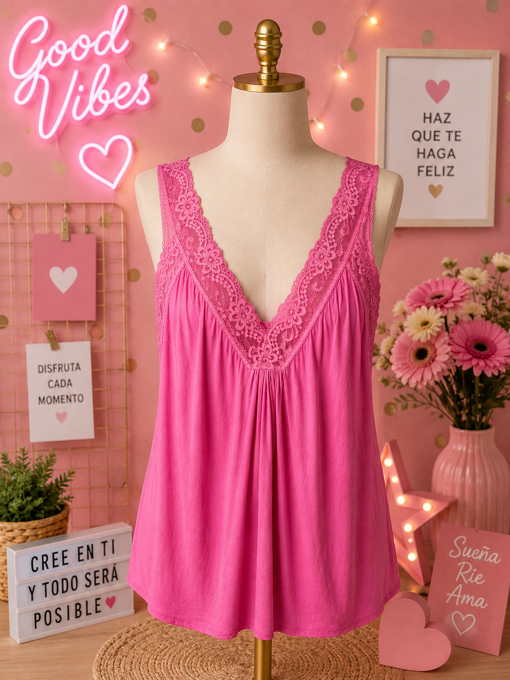 💖✨ Lencero Rosa Encaje ✨💖