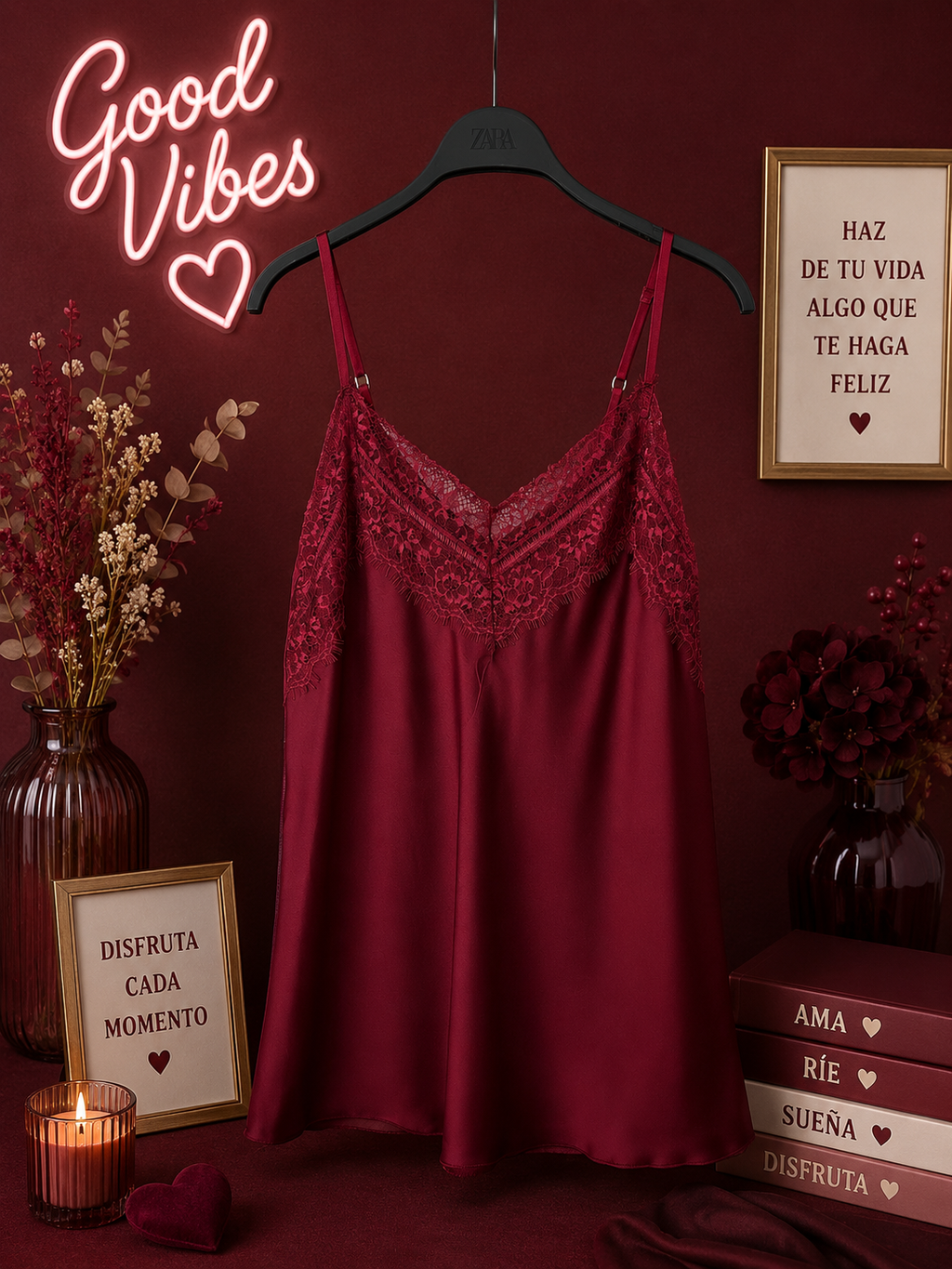 ❤️✨ Lencero Burdeos Elegancia & Encaje ✨❤️