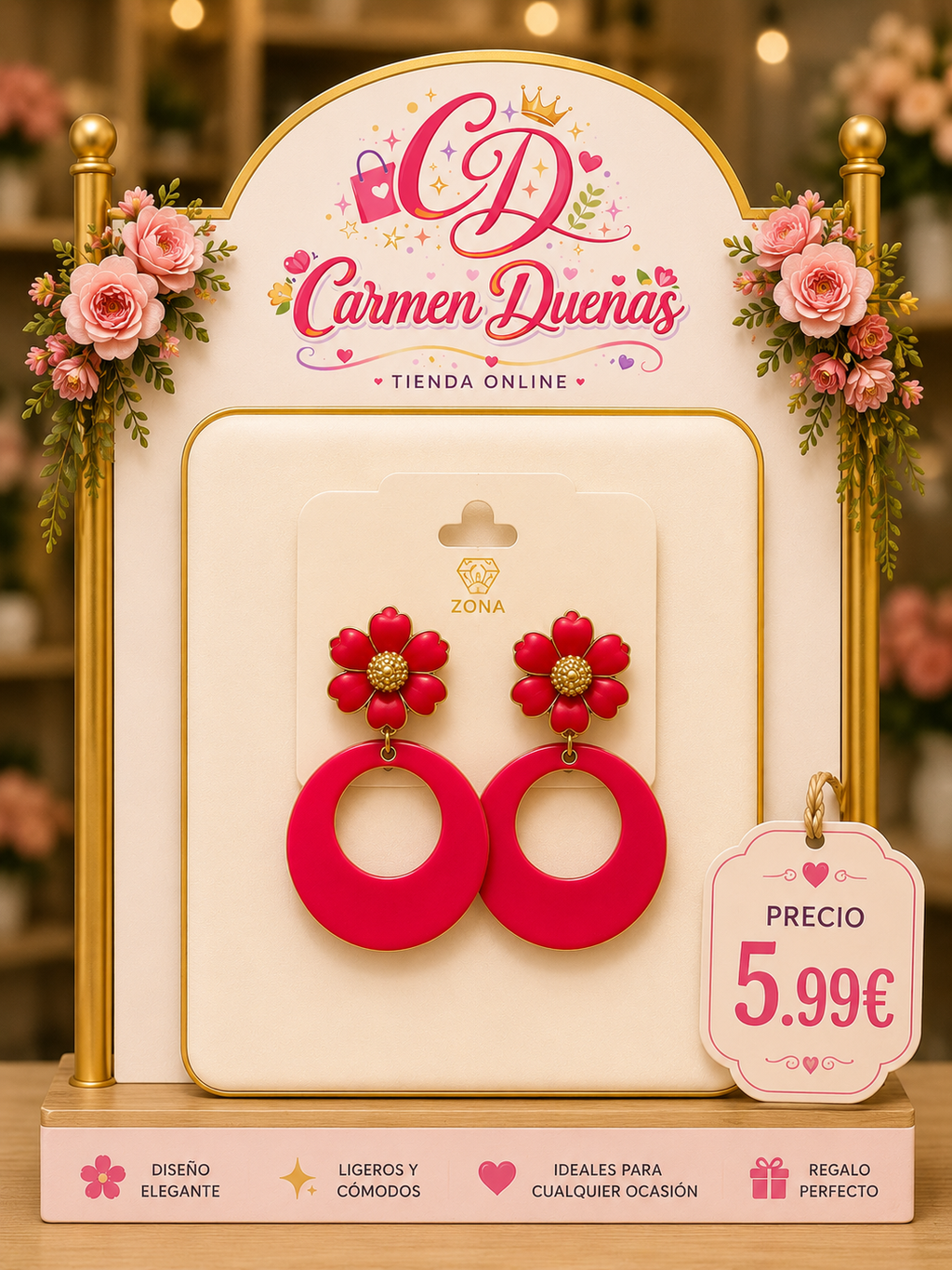 🌸✨ Pendientes Flor Fucsia Feria Collection ✨🌸