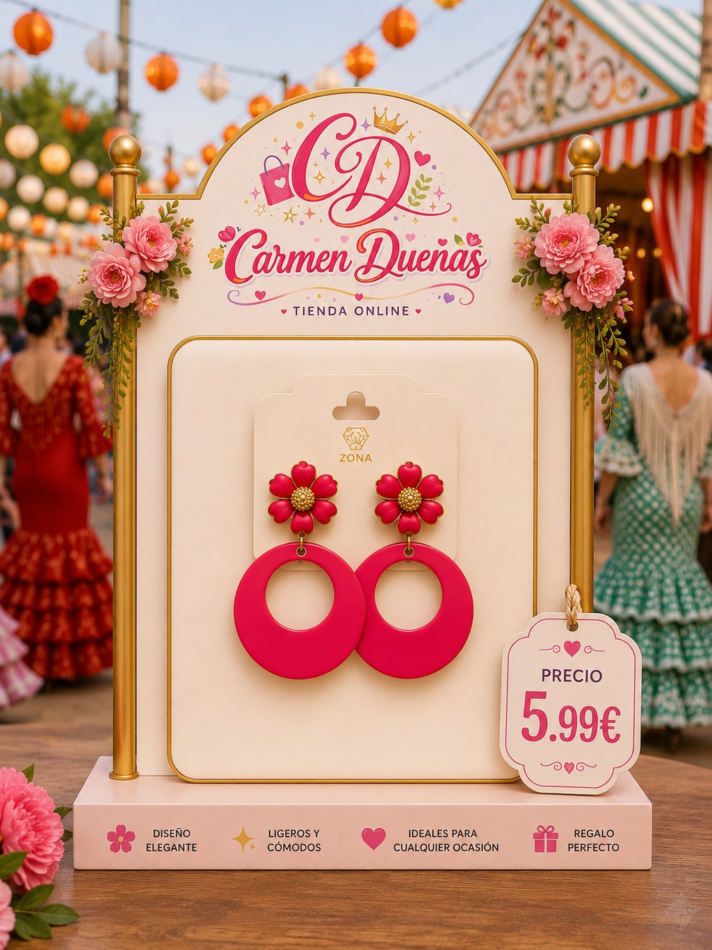 🌸✨ Pendientes Flor Fucsia Feria Collection ✨🌸