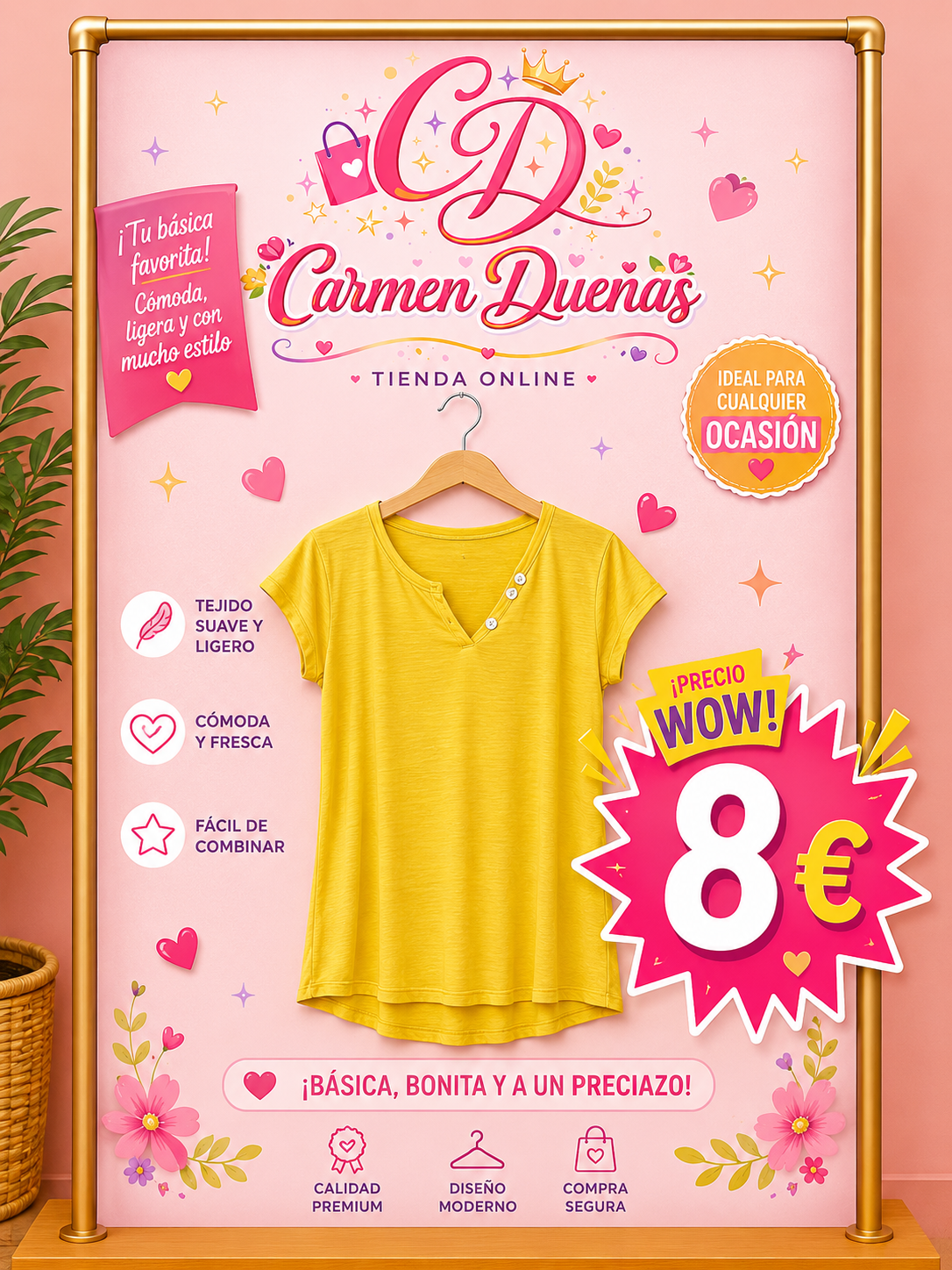 💛 Camiseta básica amarilla – frescura y estilo al mejor precio 💛