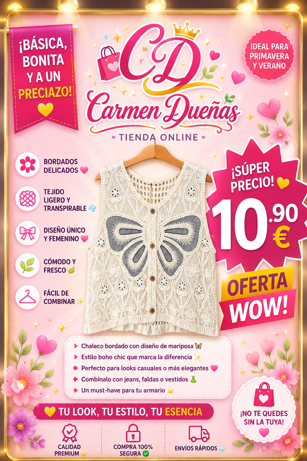🦋✨ Chaleco bordado con diseño exclusivo y súper elegante ✨🦋