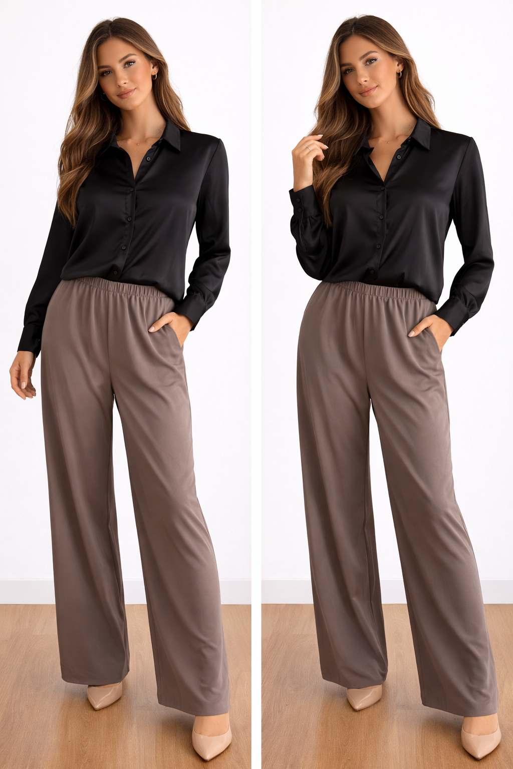 Pantalón Amplio Tiro Alto  - pata ancha