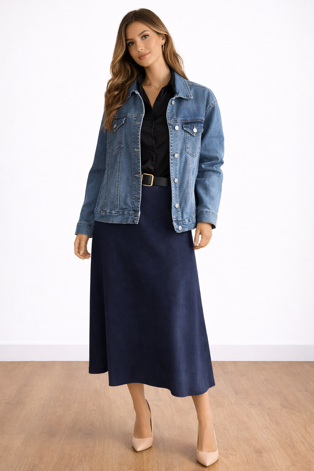 Chaqueta Vaquera Azul Mujer Clásica - Denim Corte Recto