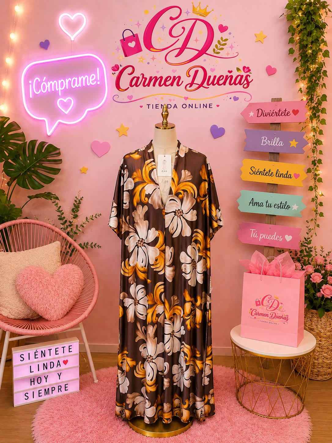 ✨🌸 Vestido largo de lycra fría con estampado floral 🌸✨