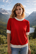 Jersey punto fino rojo con detalles en contraste – básico con estilo