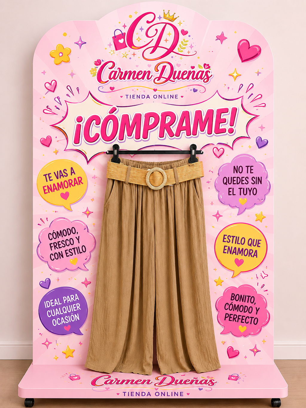 🤎✨ Pantalón Palazzo Camel con Cinturón Boho ✨🤎