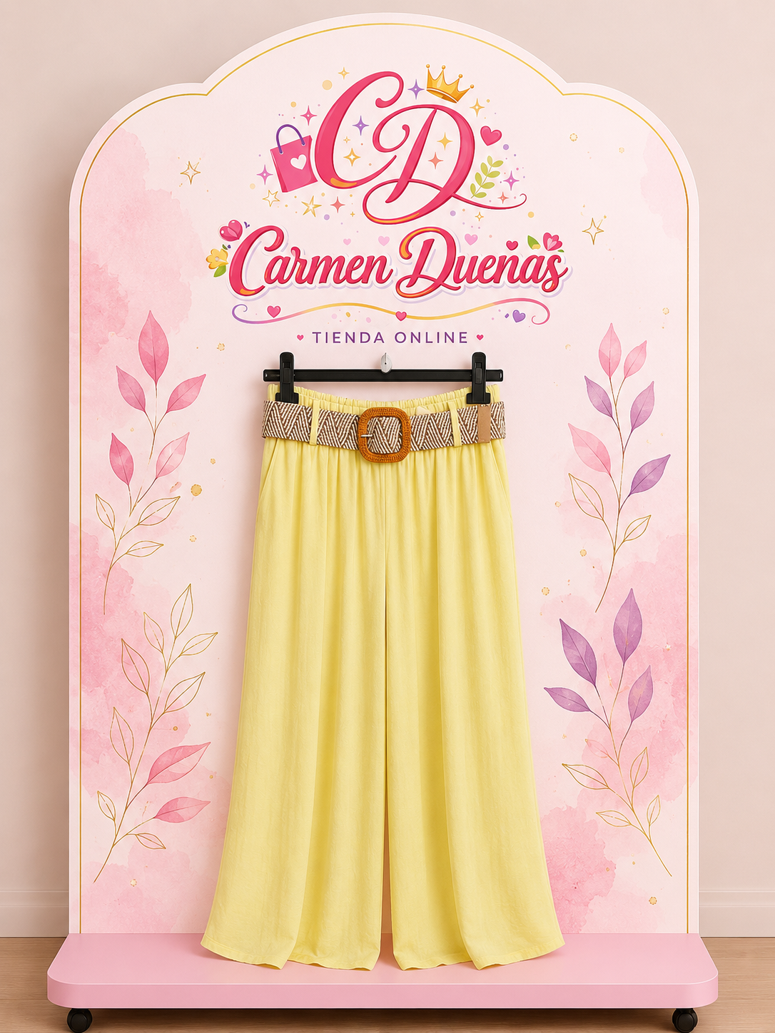 💛✨ Pantalón Palazzo Amarillo Pastel con Cinturón Boho ✨💛