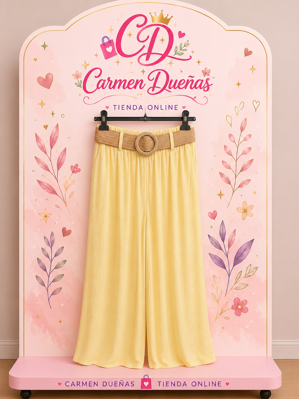 💛✨ Pantalón Palazzo Amarillo Vainilla con Cinturón Boho ✨💛