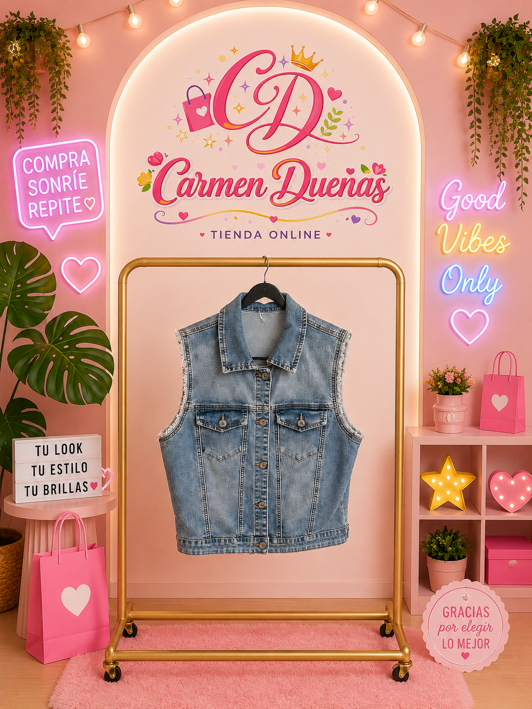 Chaleco Vaquero Denim Sin Mangas Talla L | Carmen Dueñas