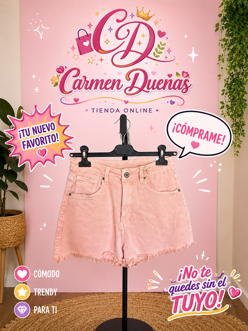 Short Rosa Pastel Casual de Verano | Carmen Dueñas