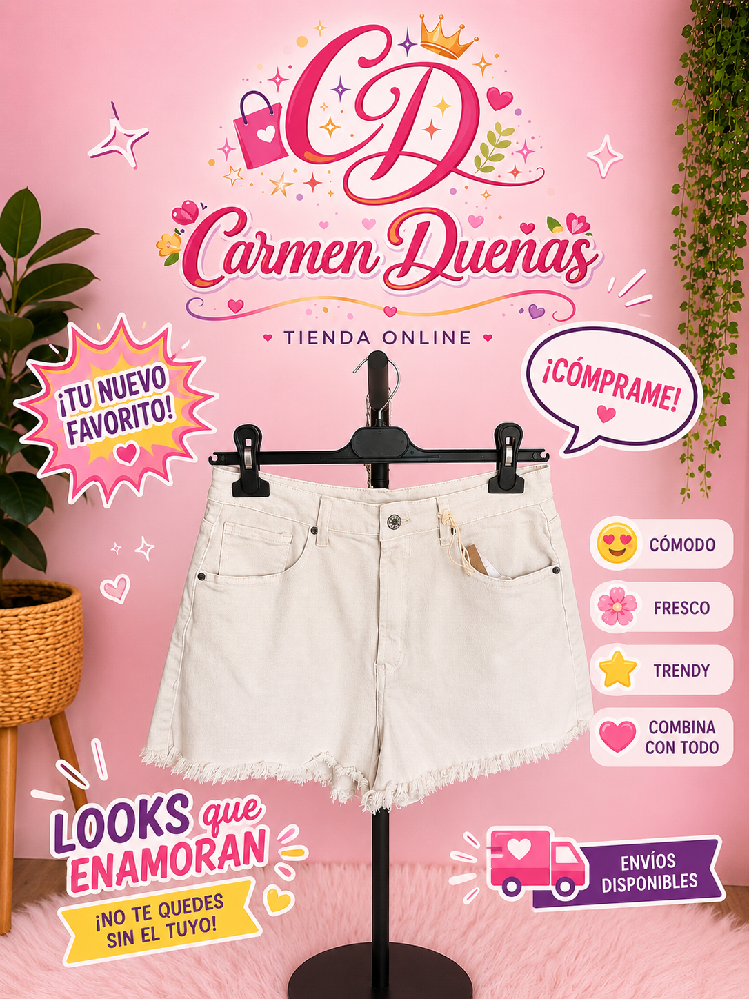 Short Casual con Acabado Desflecado de Verano | Carmen Dueñas