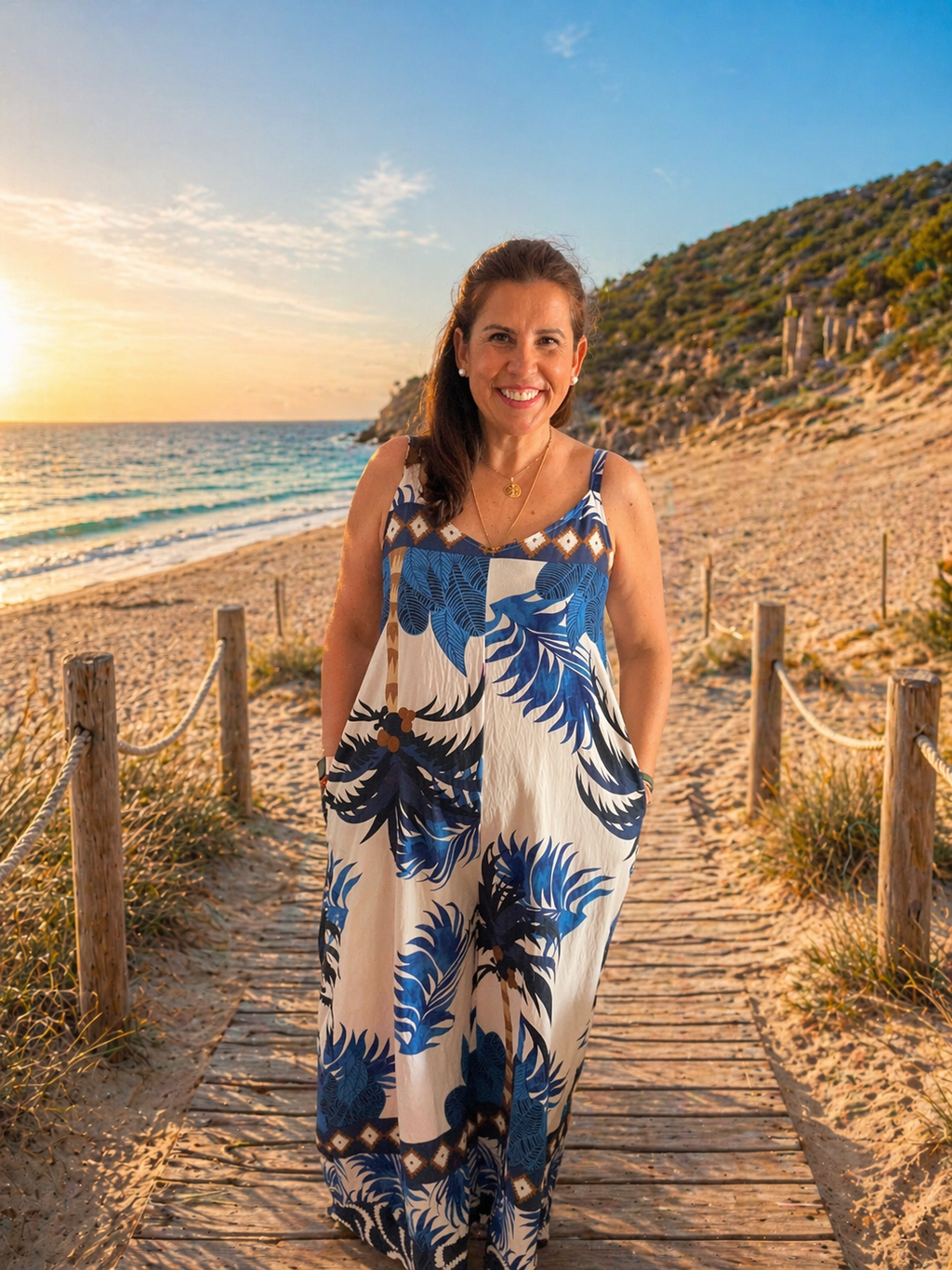 Mono Midi Tropical en Tonos Azules
