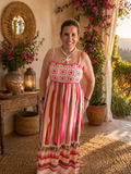 Vestido Midi Boho Multicolor con Crochet