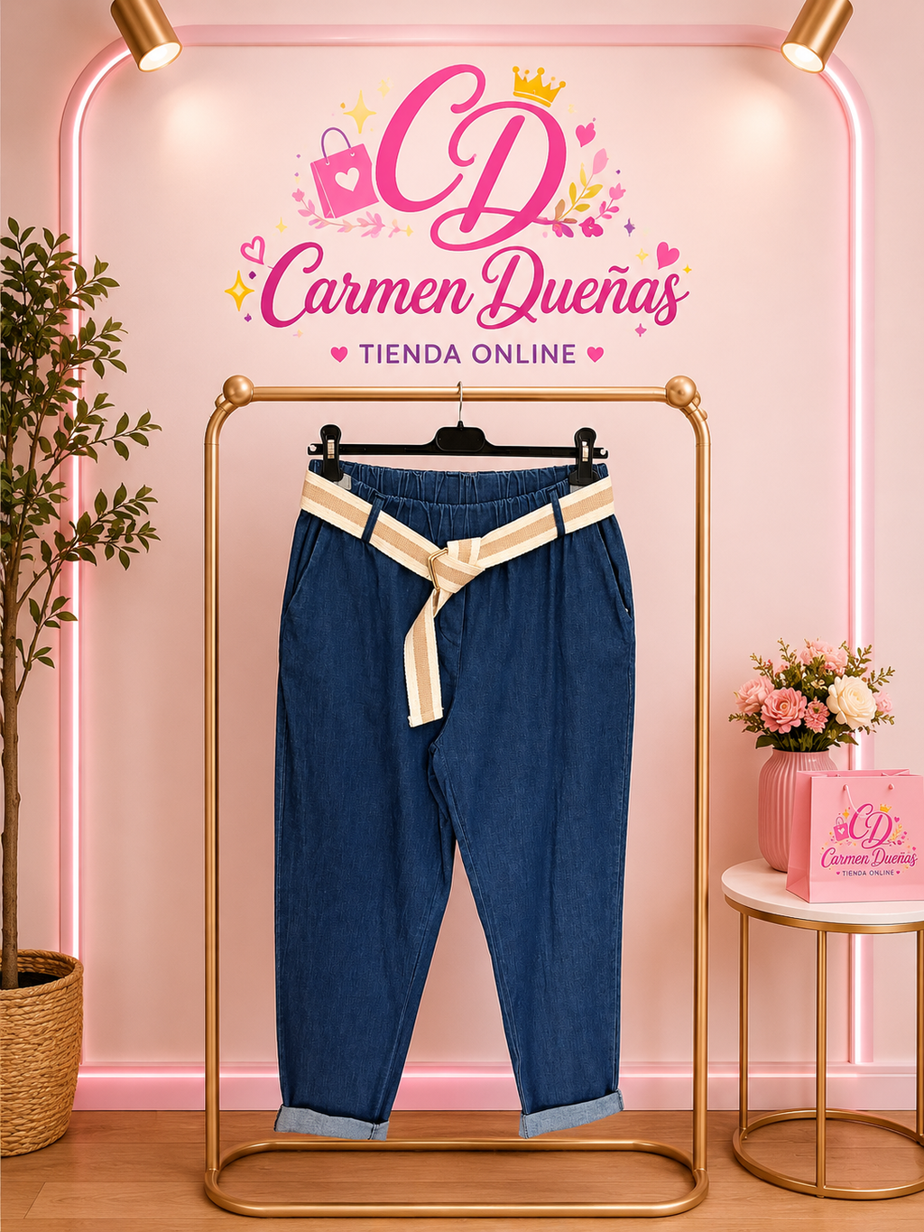 💙✨ Pantalón Denim Trend con Cinturón ✨💙