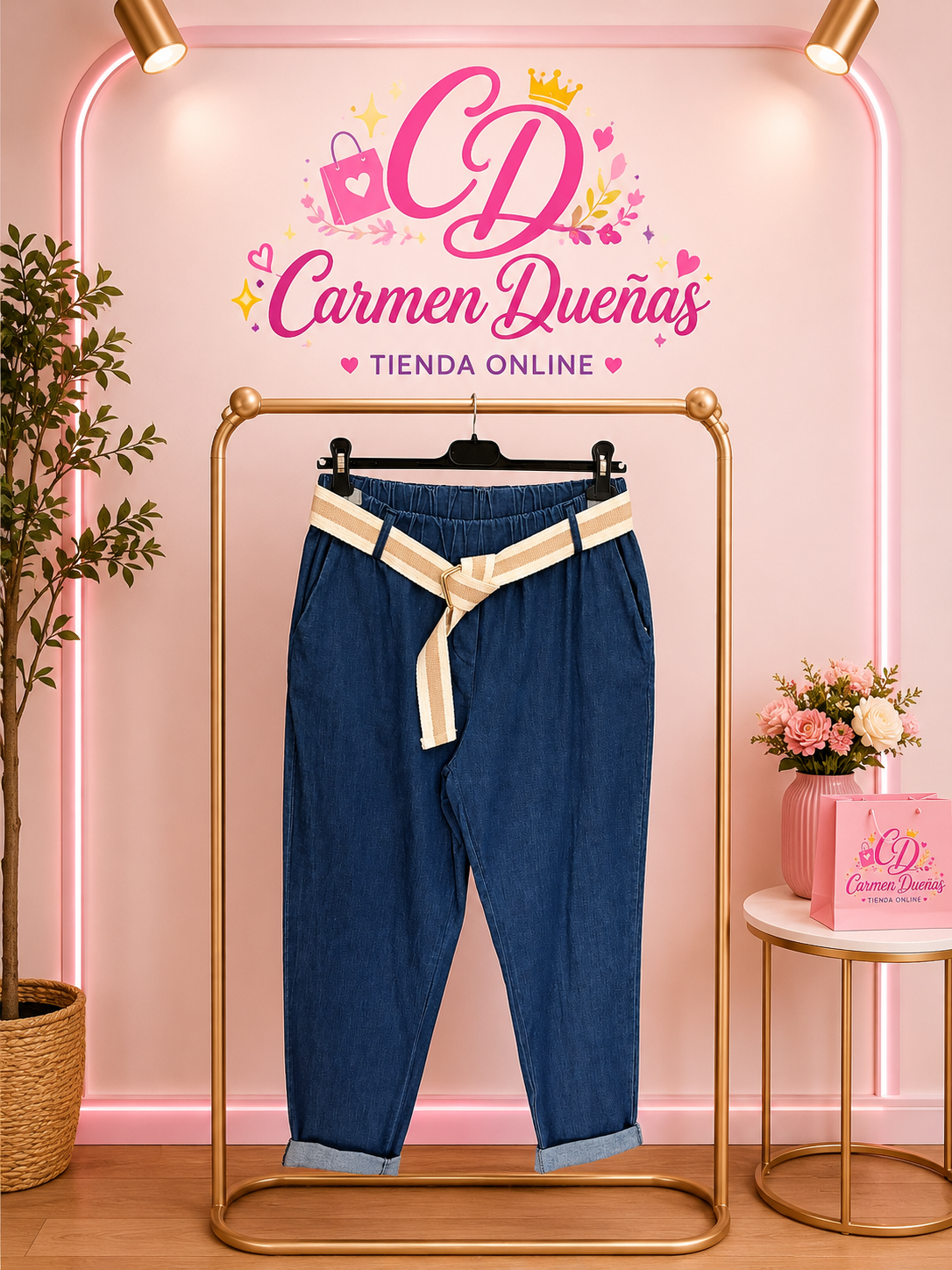 💙✨ Pantalón Denim Trend con Cinturón ✨💙