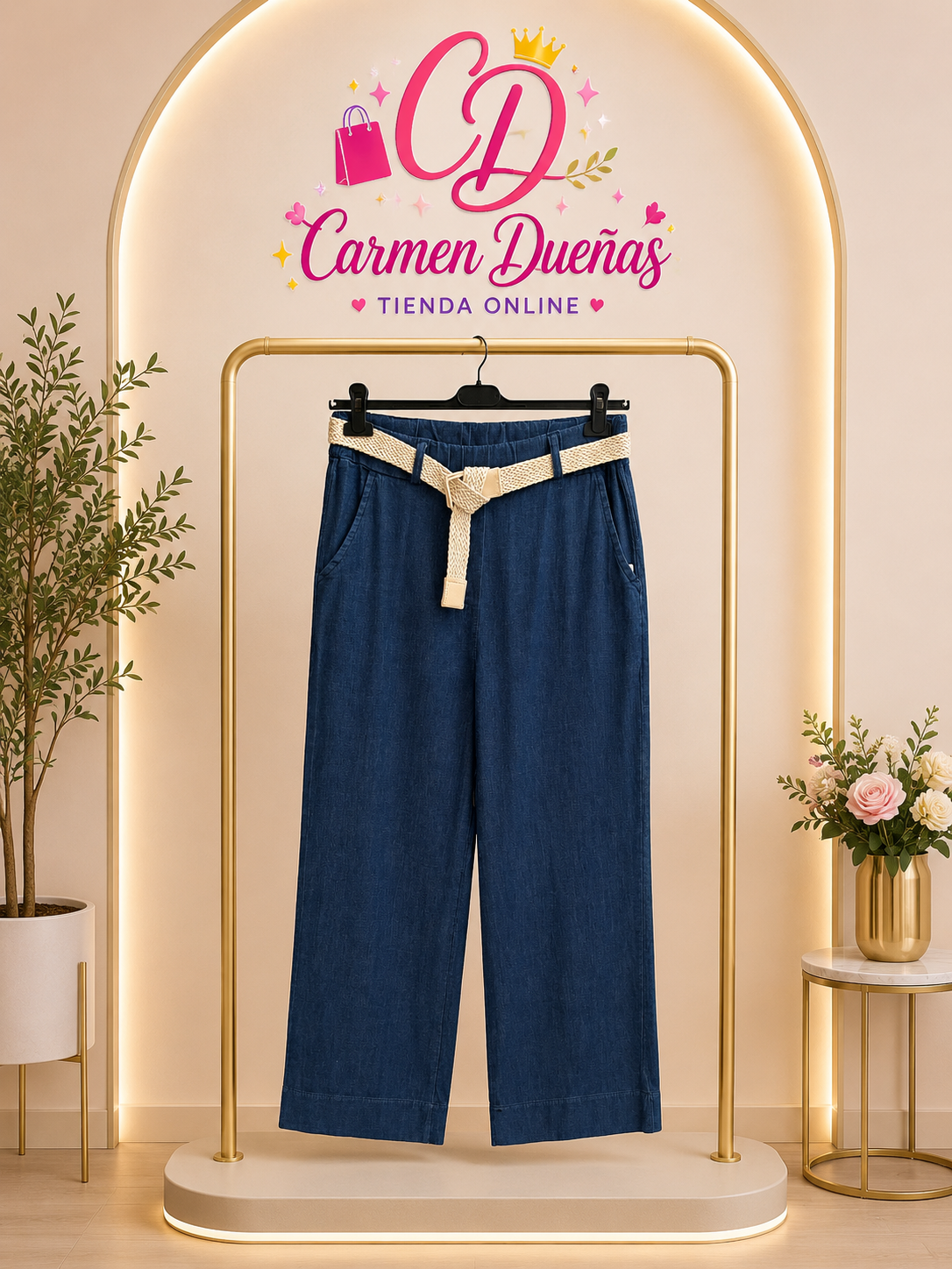 💙✨ Pantalón Denim Wide Leg con Cinturón ✨💙