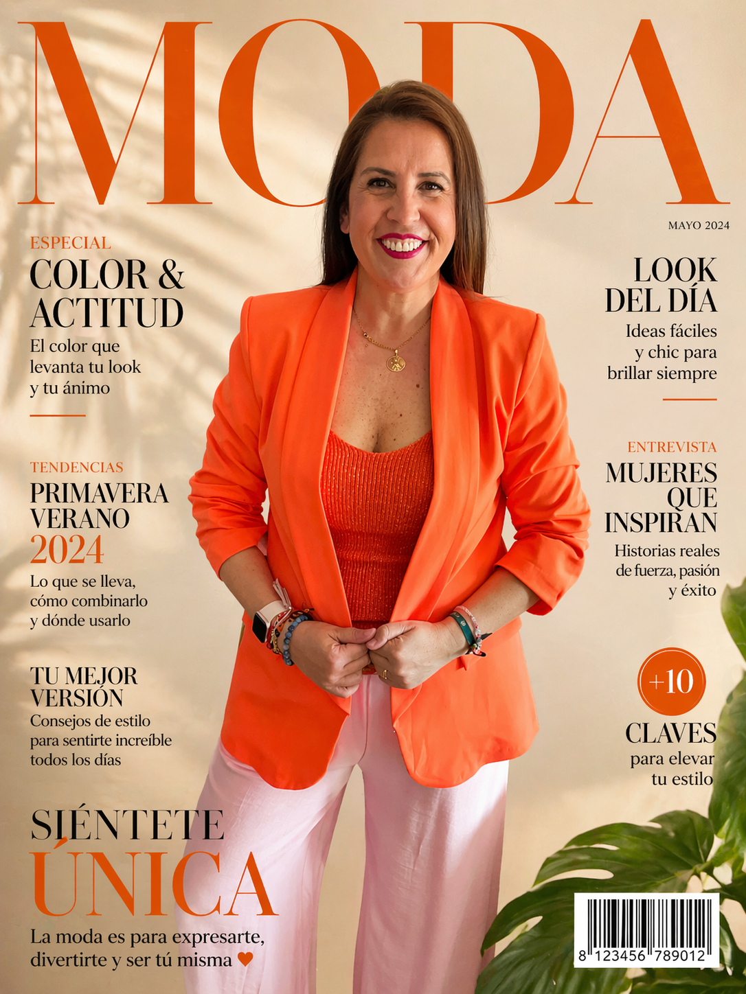 chaqueta tipo blazer en color naranja vibrante