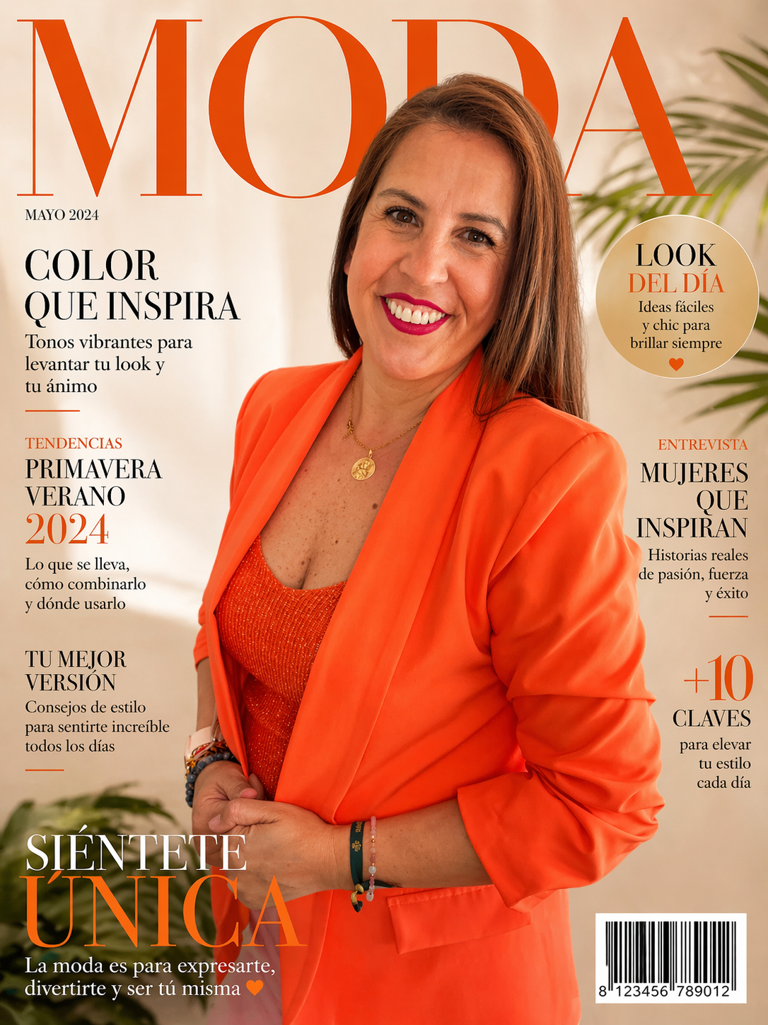 chaqueta tipo blazer en color naranja vibrante