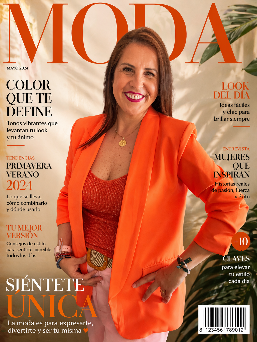 chaqueta tipo blazer en color naranja vibrante