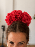 Flores de flamenca en tono coral