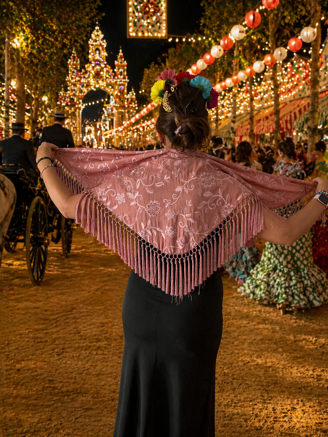 Mantón color rosa empolvado
