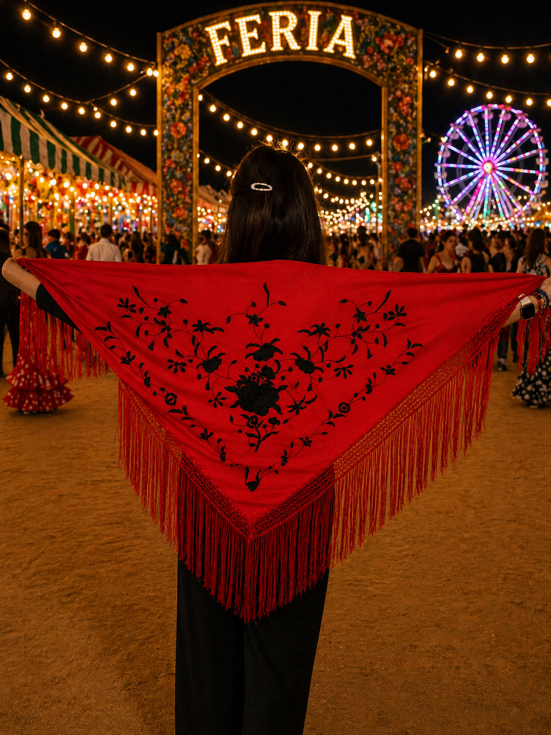 ✨ Mantón rojo bordado con flecos – Pasión y elegancia en cada detalle ❤️