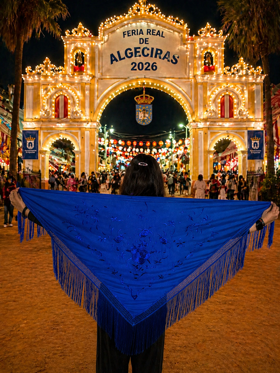 Mantón de color azul intenso 💙