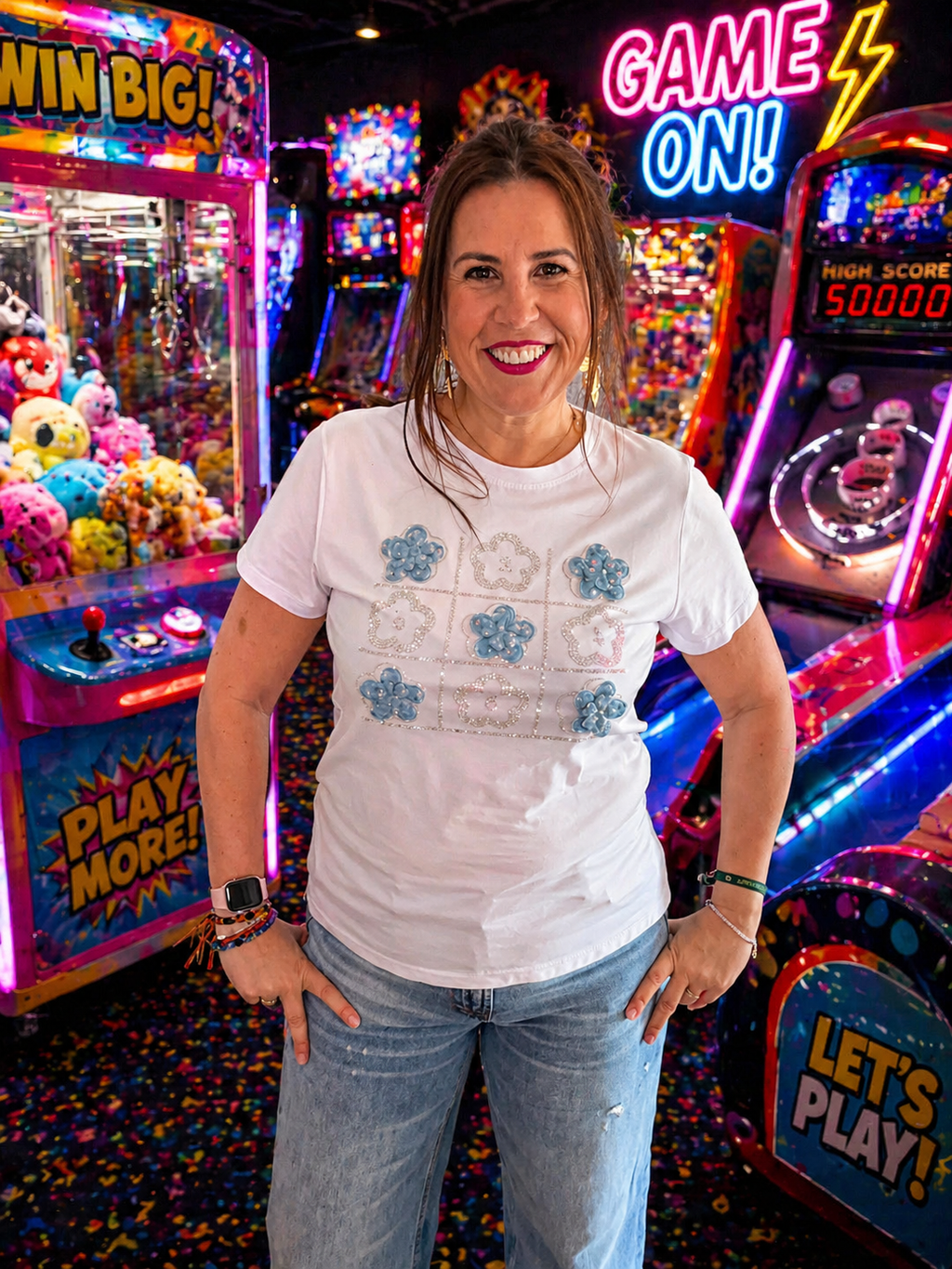Camiseta Blanca con Estampado Floral Brillante | Moda Mujer