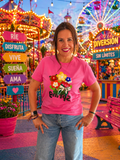 Camiseta Rosa con Flores Multicolor en Relieve | Moda Mujer