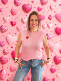 Chaleco de Punto Rosa con Corazón Bordado | Moda Mujer