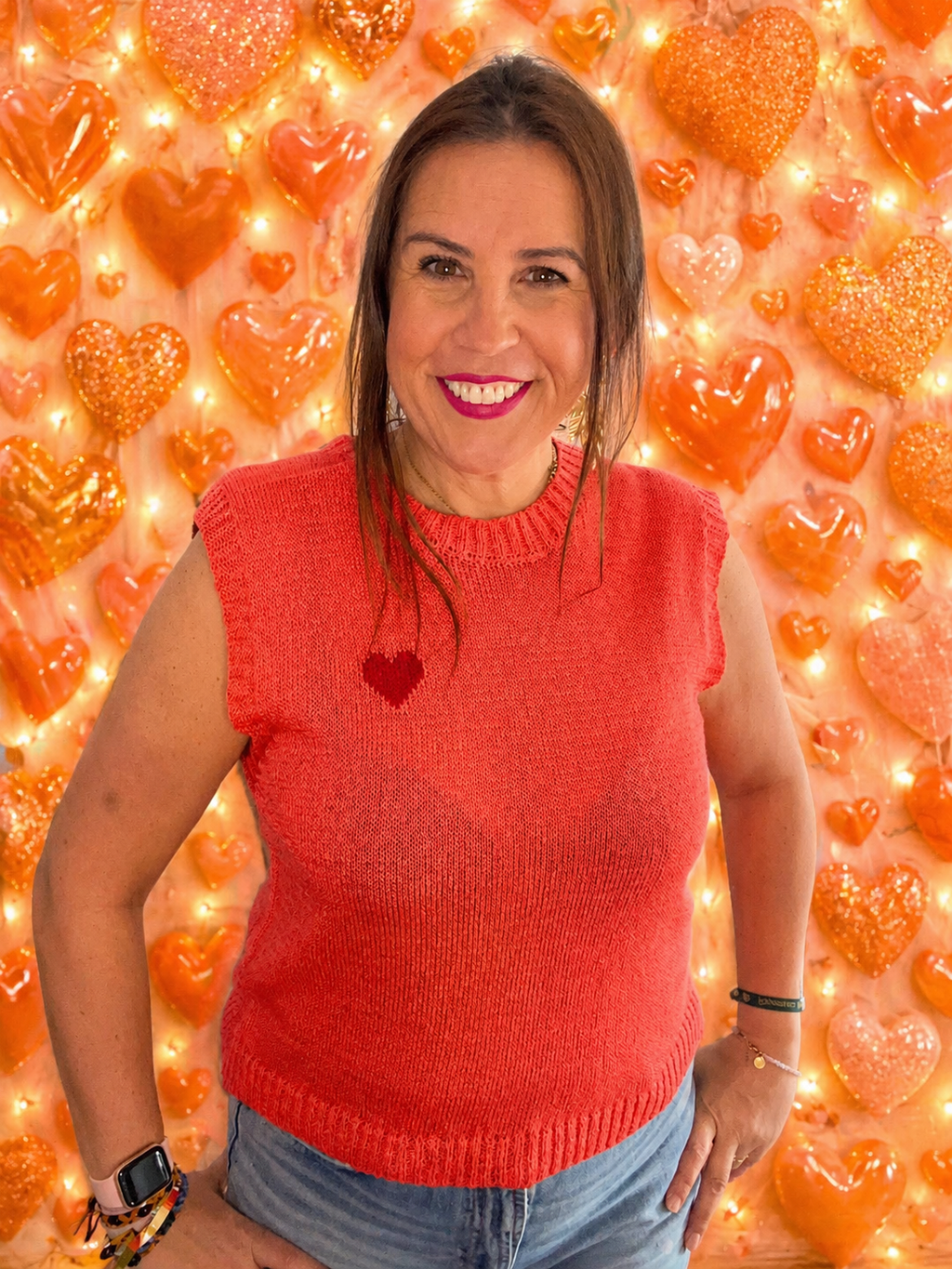 Chaleco de Punto Coral con Corazón Bordado | Moda Mujer
