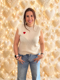 Chaleco de Punto Crema con Corazón Bordado | Moda Mujer