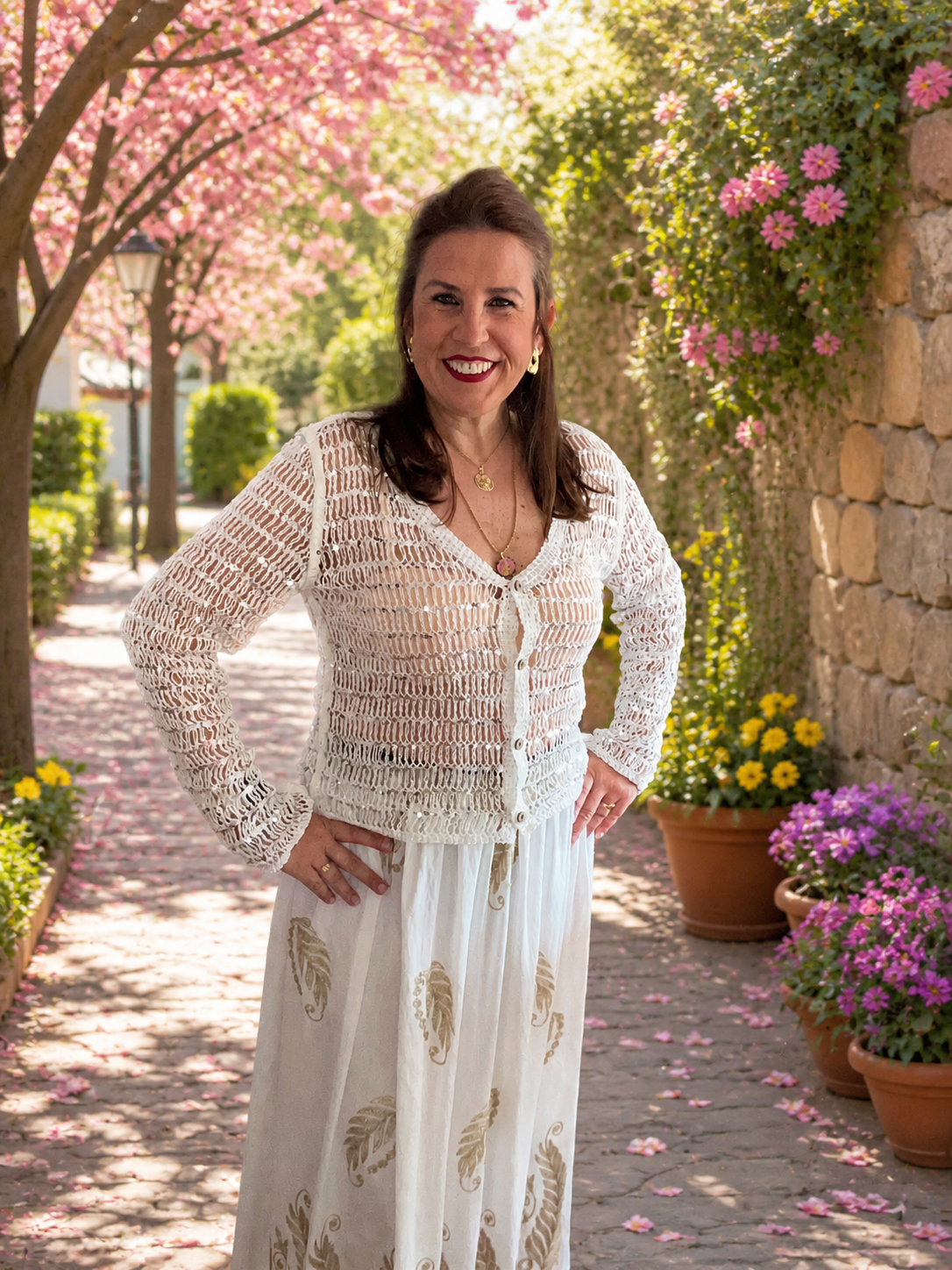 ✨ Blusa crochet con lentejuelas en blanco ✨