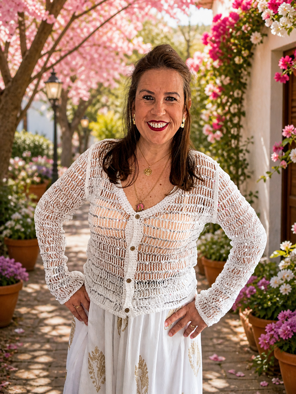 ✨ Blusa crochet con lentejuelas en blanco ✨
