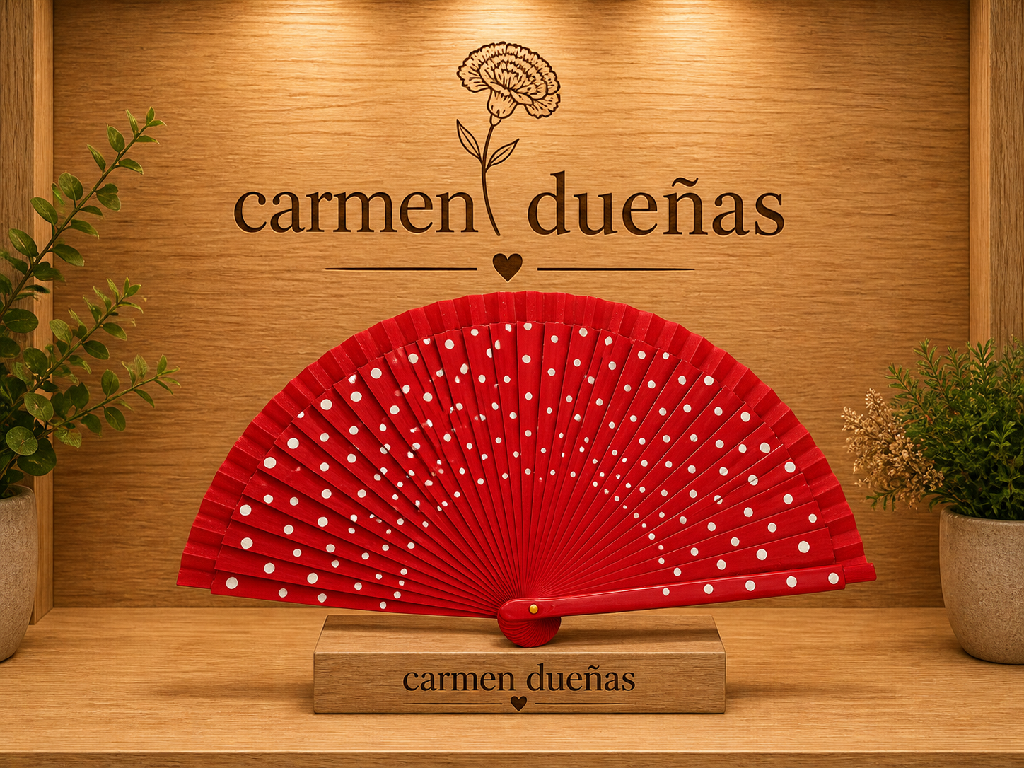 💃 Abanico Flamenco de Lunares – Carmen Dueñas 🌺