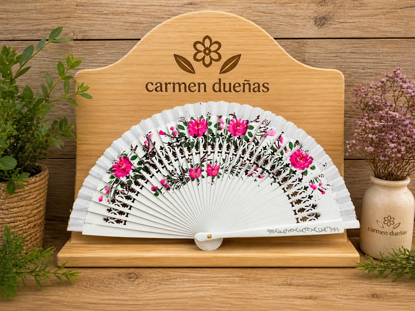🤍 Abanico floral blanco elegante 🌸