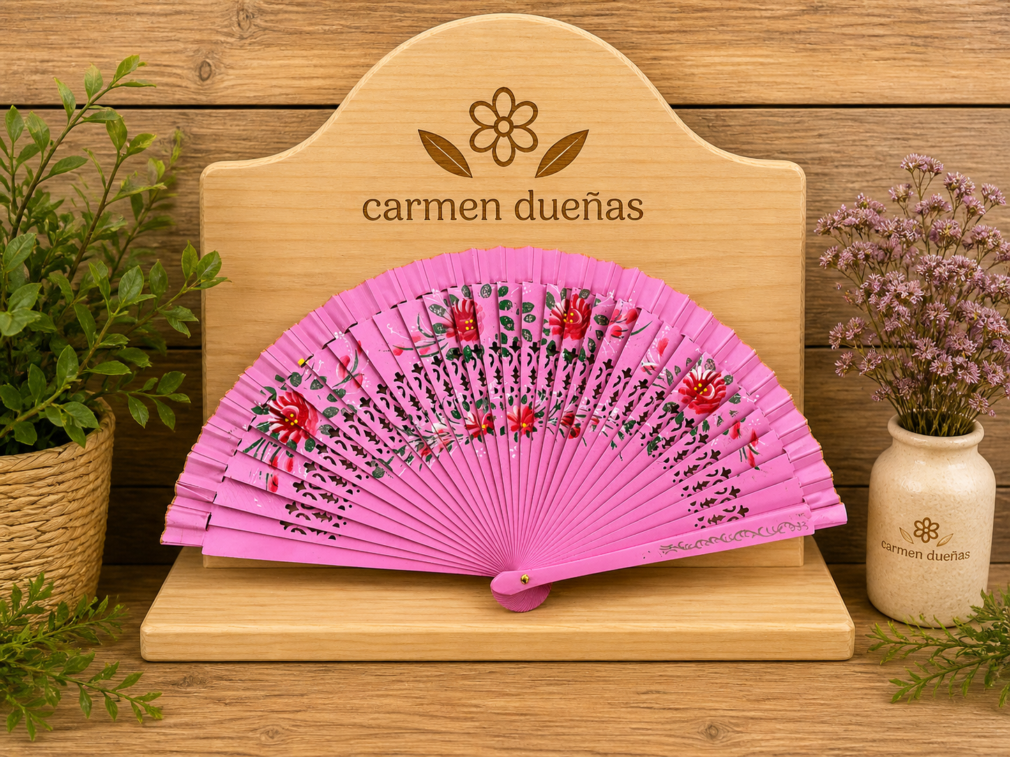 💗 Abanico rosa floral romántico 🌸