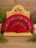 ❤️ Abanico rojo floral elegante 🌸