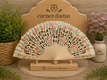 🤍 Abanico madera natural con detalles florales 🌸