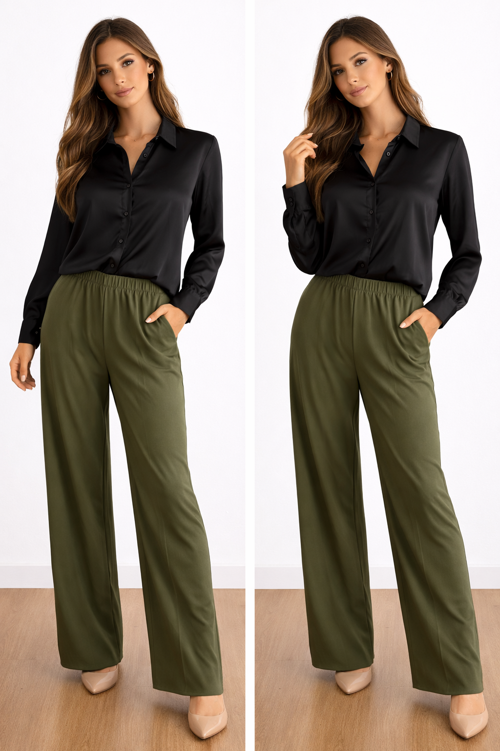 Pantalón Amplio Tiro Alto  - pata ancha