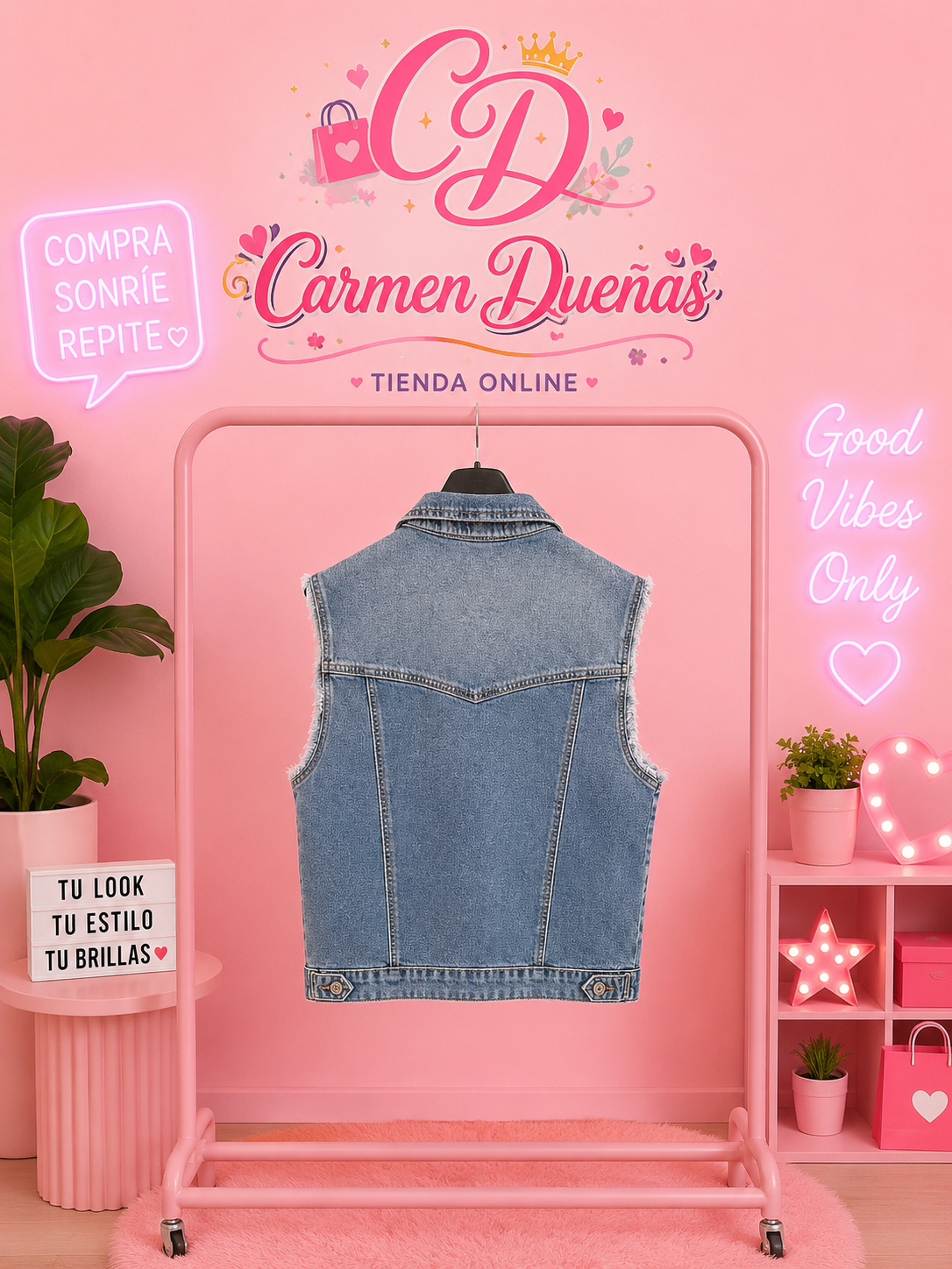 Chaleco Vaquero Denim Sin Mangas Talla L | Carmen Dueñas