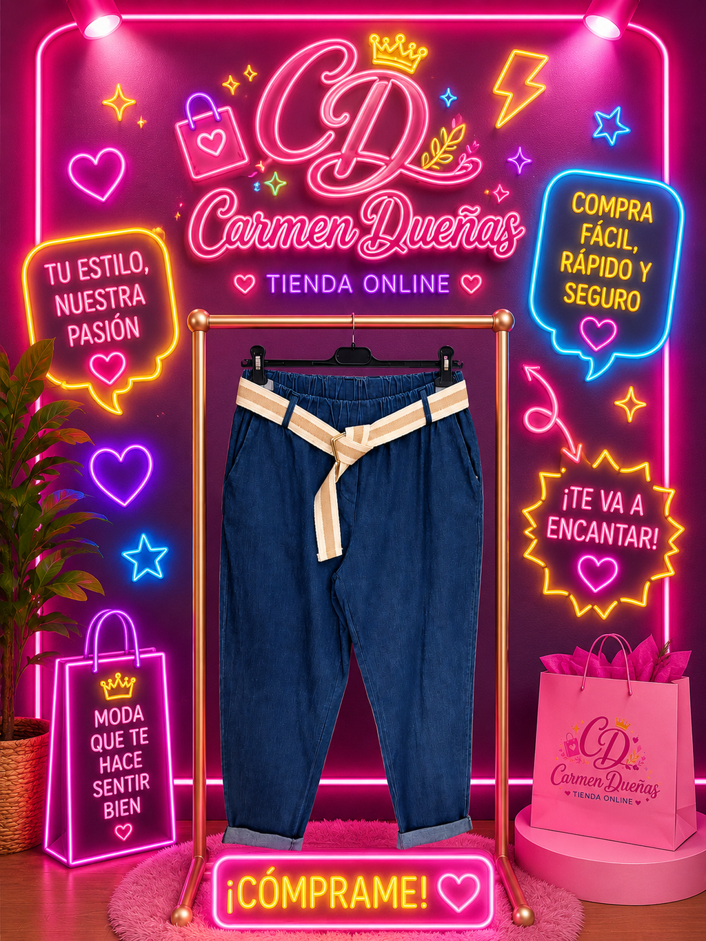 💙✨ Pantalón Denim Trend con Cinturón ✨💙