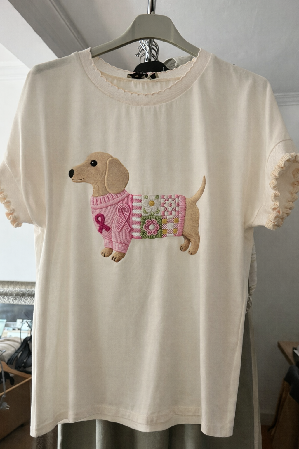 Camiseta de perro color beige